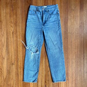 Madewell Distressed Light Blue Straight Jeans Size 28